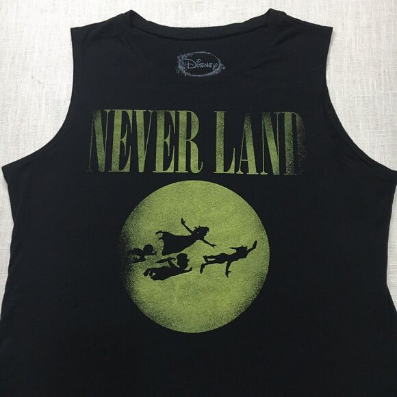 DISNEY | Peter Pan Girls Muscle Tank Top Size XL Black & Yellow Curved Hem Summe - Picture 2 of 9